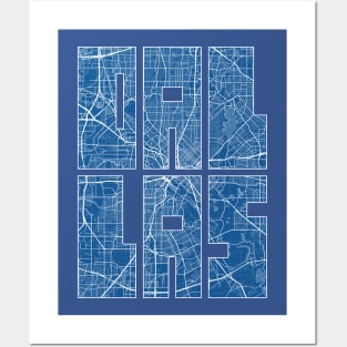 Dallas, USA City Map Typography - Blueprint Posters and Art